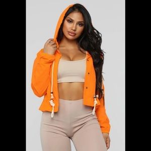 Fashion Nova Bad Babe Orange Windbreaker Jacket Size XS